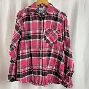 Cascade Casual Wear Large Flannel Plaid Shacket Button Up Barn Chore Farm Winter